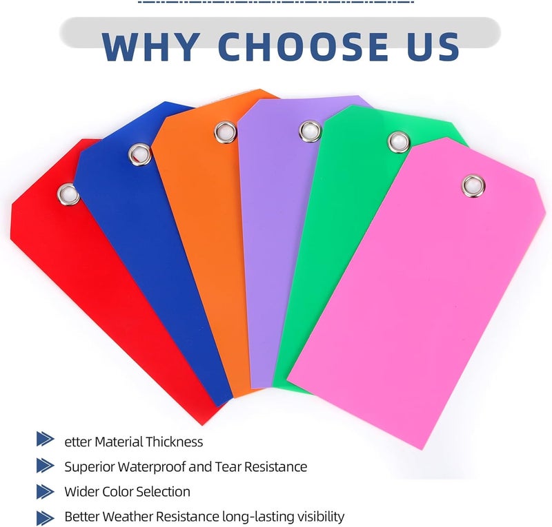 Glarks 101pcs White 6 x 12cm Waterproof Writable Tags with String Set, PVC Shipping Tags, Heavy Duty Shipping Moving Tag, Blank Labeling Tag for Home, Office - Image 3